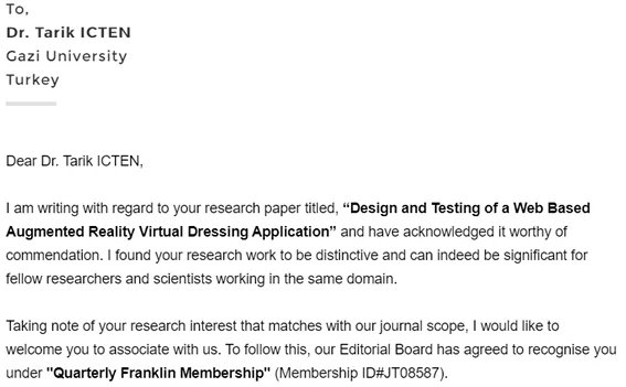 Quarterly Franklin Membership Belgesi