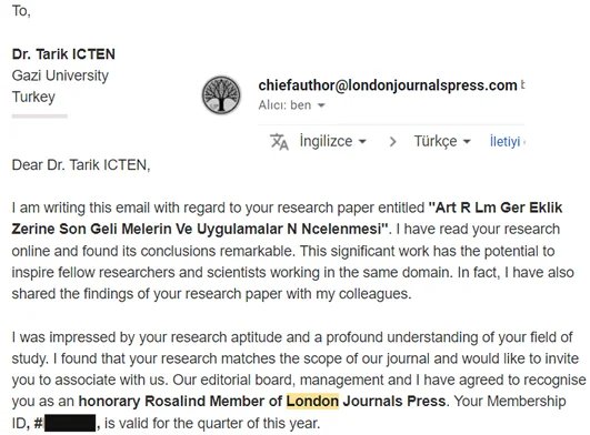 Honorary Rosalind Membership Belgesi